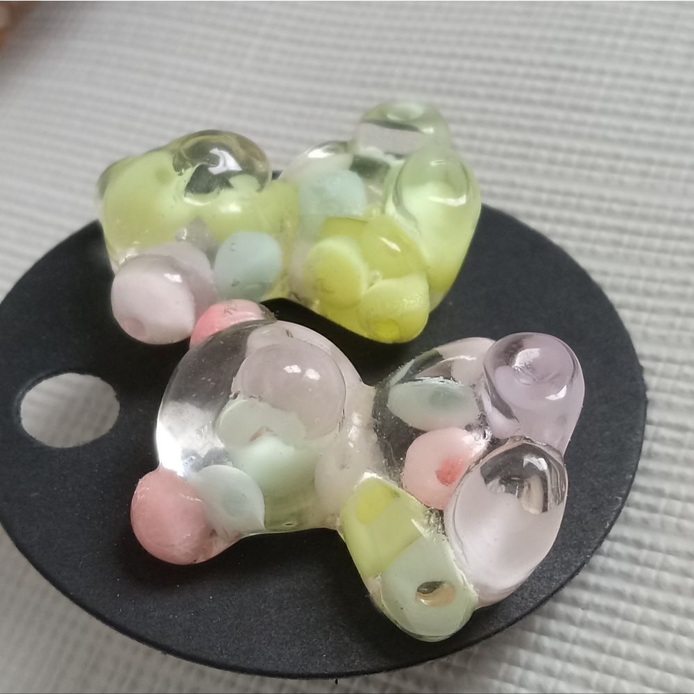 Set of Two Colorful Transparent Resin Gummy Bear Shaped Post Back Stud Earrings - Picture 3 of 9